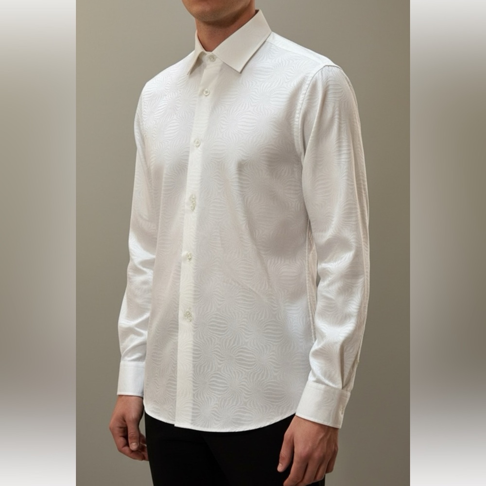 Bugatchi White Textured Dress Shirt